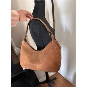 Adrian Klis Fine Leather Distressed Hobo Shoulder Bag Tan Slouchy Chic